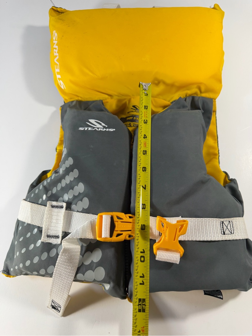 Stearns Infant Life Jacket With Head Support Float Yellow/Gray Model 152-11 - Picture 6 of 6
